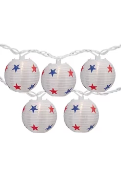Outlet ✨ Northlight 10-Count Red White and Blue Star 4th of July Paper Lantern Patio Lights Clear Bulbs ⌛