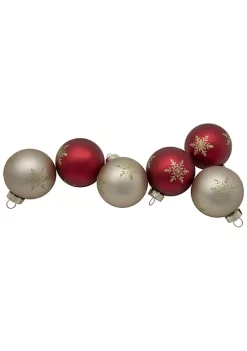 Wholesale 🔥 Northlight 6ct Red and Gold Snowflake Glass Ball 🎅 Christmas Ornaments 2.5" 😉