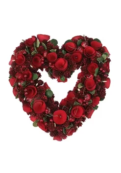 Best reviews of ✨ Northlight Red Wooden Rose and Cherries Valentine's Day Heart Wreath 13-Inch Unlit 😉 -Outlet Northlight Store Belk 858