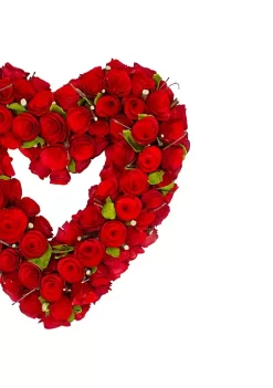 Deals 🎉 Northlight Red Wooden Rose Floral Heart Shaped Artificial Valentine's Day Wreath 14-Inch ⌛ -Outlet Northlight Store Belk 866