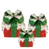 Discount ⌛ Northlight Set of 3 Red Lighted Snow and 🍬 Candy Covered Sisal Gift Boxes 🎄 Christmas Outdoor Decorations 🎁