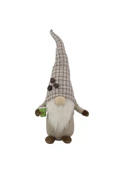 Discount 🎁 Northlight 14" Beige Plaid Coffee Bean Gnome with Coffee Cup 😍 -Outlet Northlight Store Belk 90