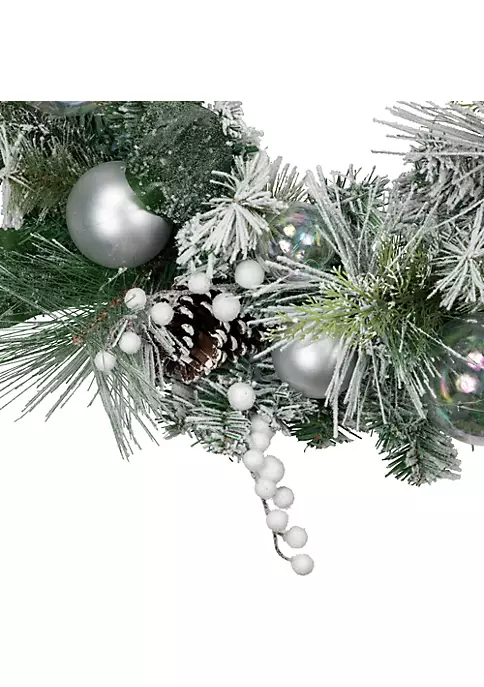 Brand new ๐ Northlight Flocked Pine Artificial ๐ Christmas Wreath with Iridescent Ornaments 24-Inch Unlit ๐ฏ 4 Brand new ๐ Northlight Flocked Pine Artificial ๐ Christmas Wreath with Iridescent Ornaments 24-Inch Unlit ๐ฏ - Image 2