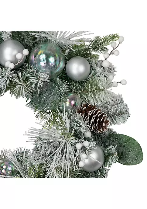 Brand new ๐ Northlight Flocked Pine Artificial ๐ Christmas Wreath with Iridescent Ornaments 24-Inch Unlit ๐ฏ 5 Brand new ๐ Northlight Flocked Pine Artificial ๐ Christmas Wreath with Iridescent Ornaments 24-Inch Unlit ๐ฏ - Image 3