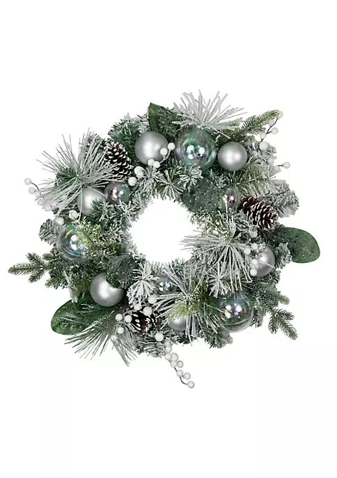 Brand new ๐ Northlight Flocked Pine Artificial ๐ Christmas Wreath with Iridescent Ornaments 24-Inch Unlit ๐ฏ 6 Brand new ๐ Northlight Flocked Pine Artificial ๐ Christmas Wreath with Iridescent Ornaments 24-Inch Unlit ๐ฏ - Image 4