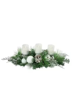 Best deal 💯 Northlight 30" Green Pine and Needle Triple Candle Holder with Pinecones and 🎁 Christmas Ornaments ❤️ -Outlet Northlight Store Belk 938