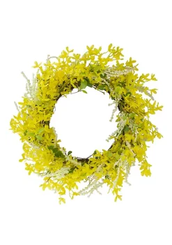 Coupon 😀 Northlight Jasmine and Leaves Artificial Floral Spring Wreath Yellow - 22-Inch 👍