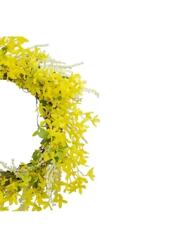 Coupon 😀 Northlight Jasmine and Leaves Artificial Floral Spring Wreath Yellow - 22-Inch 👍 -Outlet Northlight Store Belk 947