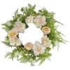 Outlet 😀 Northlight Rose and Peony Fern Artificial Floral Spring Wreath Pink - 24-Inch ⌛