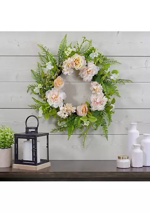 Outlet ๐ Northlight Rose and Peony Fern Artificial Floral Spring Wreath Pink - 24-Inch โ 4 Outlet ๐ Northlight Rose and Peony Fern Artificial Floral Spring Wreath Pink - 24-Inch โ - Image 2