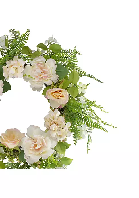 Outlet ๐ Northlight Rose and Peony Fern Artificial Floral Spring Wreath Pink - 24-Inch โ 5 Outlet ๐ Northlight Rose and Peony Fern Artificial Floral Spring Wreath Pink - 24-Inch โ - Image 3