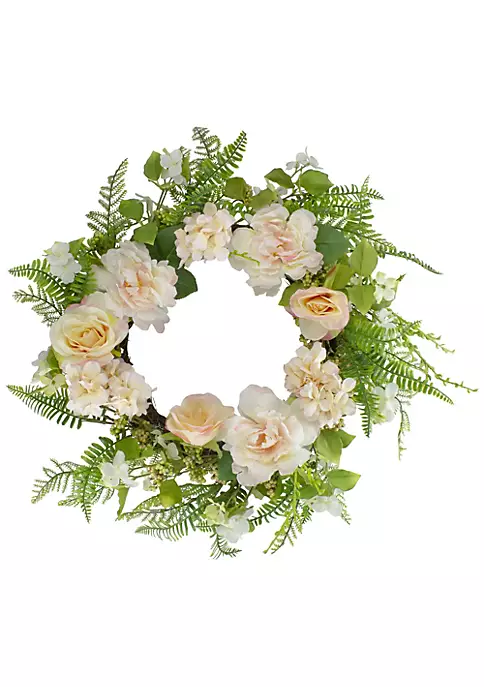 Outlet ๐ Northlight Rose and Peony Fern Artificial Floral Spring Wreath Pink - 24-Inch โ 7 Outlet ๐ Northlight Rose and Peony Fern Artificial Floral Spring Wreath Pink - 24-Inch โ - Image 5