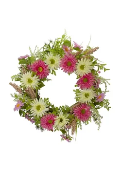 Buy โจ Northlight Chrysanthemum and Berry Floral Spring Wreath Pink and Yellow 23" ๐