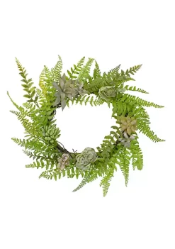 Flash Sale ⌛ Northlight Succulents and Foliage Artificial Spring Twig Wreath Green - 22-Inch ⌛